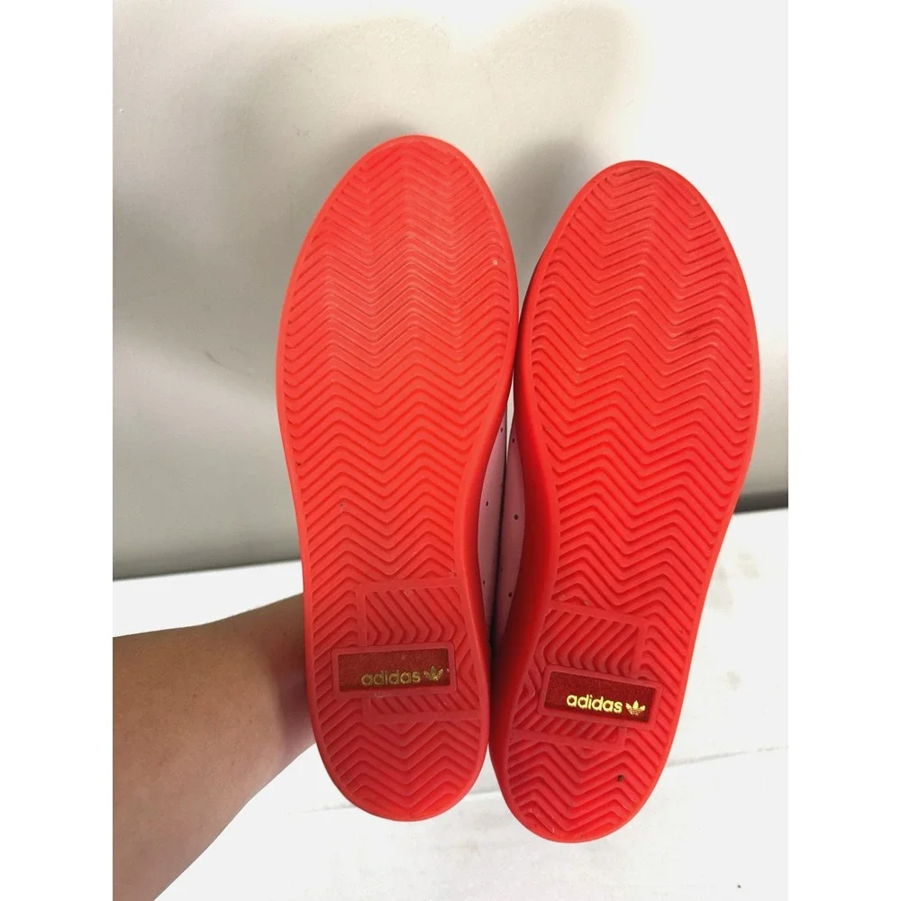 Adidas Originals Sleek Pink Neon Red Leather Sneakers 9.5 Statement Streetwear